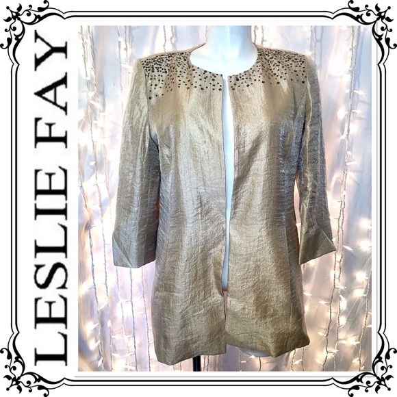 Leslie Fay Jackets & Blazers - LESLIE FAY ⭐️ Vintage Gold Sequin Open Blazer